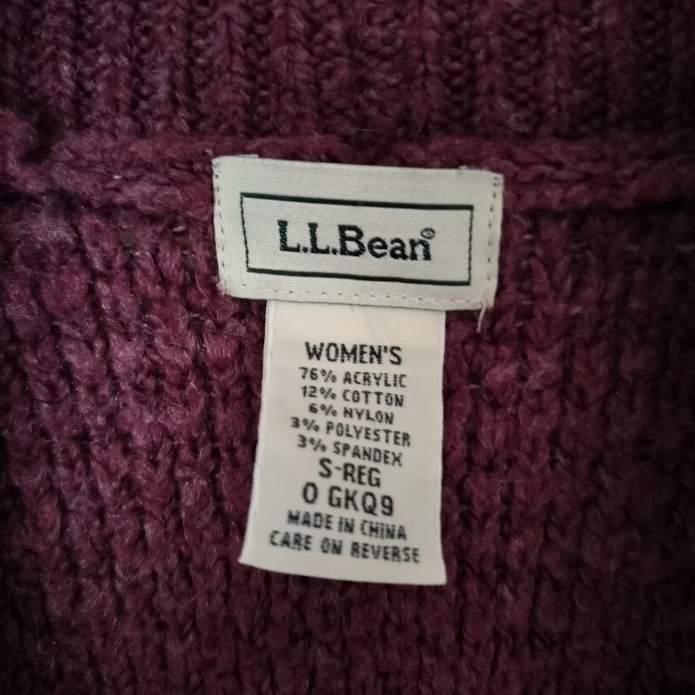 LL Bean Shawl Collar Women's Cardigan Size Small Cranberry - Picture 2 of 6